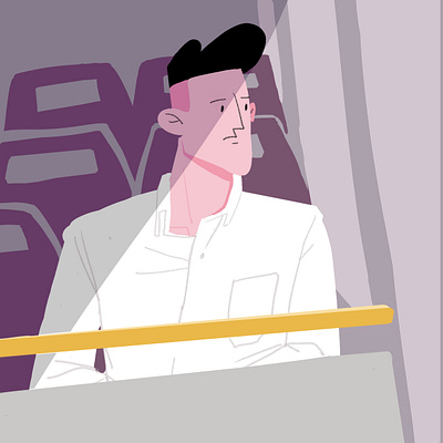 man on bus illustration