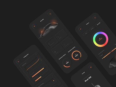 Gear Control App - Neumorphism Concept app app design colours dark app dark mode dark theme dark ui design flat minimal mouse neumorphism neumorphism dark rgb ui ux