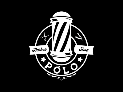 Polo Barber Shop Negative branding design flat icon logo minimal