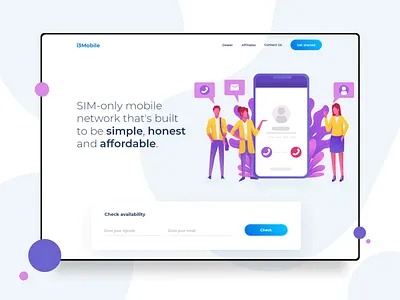 i3Mobile - Telecom website 3g 4g 5g gsm huawei illustration mobile network pink purple samsung siemens site telecom telecommunication telecommunications telecoms telephone white whitespace