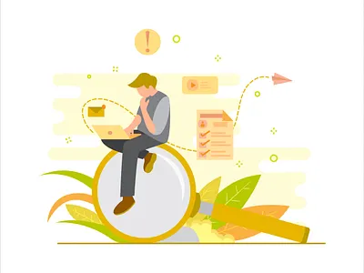 Thinking character colourfull concept cute design finance flat flat illustration flatdesign icon illustration illustrator line lupe ui ux vector web web design work