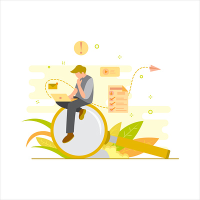 Thinking character colourfull concept cute design finance flat flat illustration flatdesign icon illustration illustrator line lupe ui ux vector web web design work