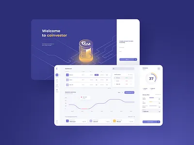 Cryptocurrency Dashboard - concept design business coin cryptocurrency dashboard desktop graphs illustration investment isometric splash screen statistics ui vector web web app