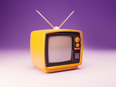 Retro TV 3d 3d illustration 3d style 3d tv blender cute film georgia graphic design icon object purple render rendering retro style tbilisi tv yellow yellow tv