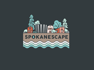 Spokanescape Logo aquifer branding design drought flat icon illustration illustrator inland northwest logo neighborhood plants river trees vector water