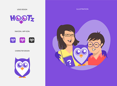 HOOTZ: Logo design and character. app business character design education flat design game graphic design icon identity illustration illustrator logo owl typography uiux vector web website website design