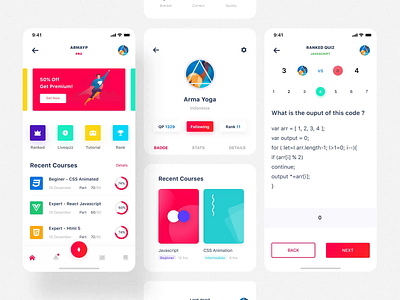 Programing Language Course&Quiz App I after effects animation courses design mobile motion motion design motiongraphics programming language ui ui8 ux