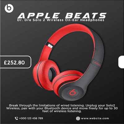 Beats Headphone 2 banner ads branding design flat lettering minimal portfolio type typography web