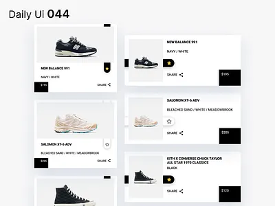 Daily Ui 044 - Favorites black white daily ui daily ui 044 dailyui design favorite favorites new balance shoes sneakers star ui ui design uidesign ux