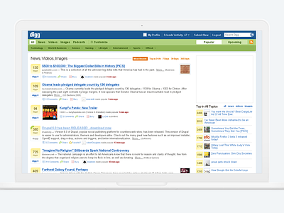 Digg: 2005-2009 digg news newsfeed old