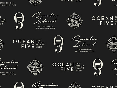 Ocean Five Assets badge badge design badge logo black and white branding clean icon icon set island logo minimal minimalist minimalist logo minimalistic modern modern logo restaurant typography vector