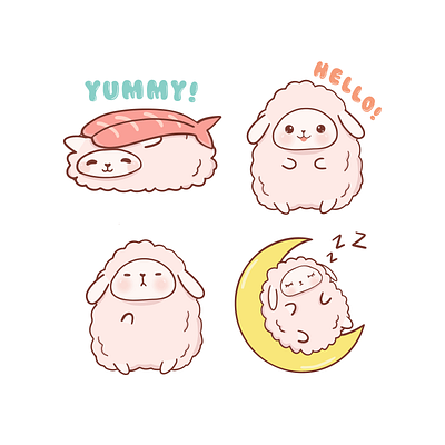 Mister Fleece Chat Sticker alpaca chat sticker cute doodle illustration illustrator procreate sheep sticker stickers