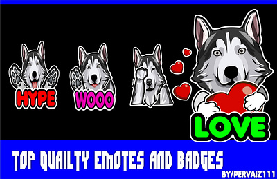 husky dog emotes design esport logo subbadges twitch twitch banner twitch logo twitchemote youtube banner youtube logo