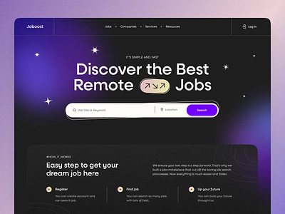 Joboost work portal branding design flat gradient home job landong layo portal search studio ui ux