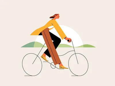 Bicycle 2d bicycle bike character characters flat girl illustration people rider shape sport vector vintage web