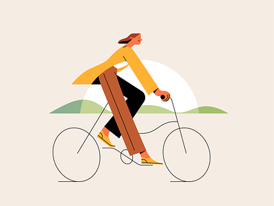 Bicycle 2d bicycle bike character characters flat girl illustration people rider shape sport vector vintage web