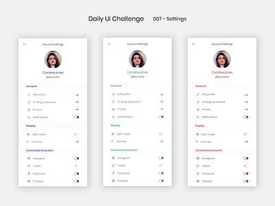 Daily UI Challenge 007 app app design dailyui dailyui007 dailyuichallenge design settings page ui design uxdesign