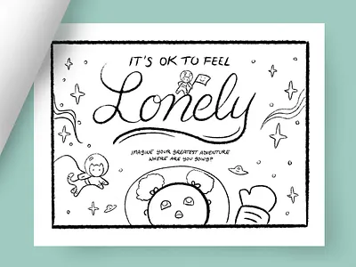 It's OK to FEEL coloring book - Lonely coloring book illustration