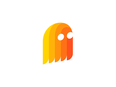 Ghost Logo Design for Tech Startup body head brand identity branding eyes fintech fly flying levitate for sale unused buy ghost scary halloween head lines logo mark symbol icon metaverse mihai dolganiuc design nft web3 orange yellow warm sun round rounded solid startup tech technology timeless