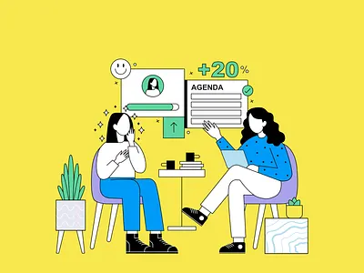 Be a pro manager 1:1 adobe illustrator branding design editorial illustration illustration leadership manager review team team building teamwork vector