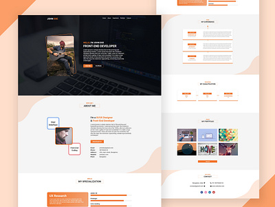 Resume Orange Theme adobe xd card mockup portfolio portfolio design portfolio page portfolio site portfolio website resume resume cv resume design resume template