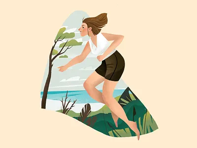 Spring run girl nature procreate run spring