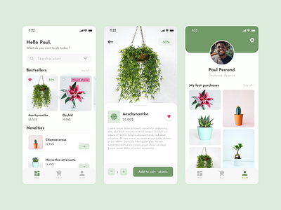 Flower Purchase App app colors dailyui dailyui 006 flowers green margot collavini profile shop ui ux