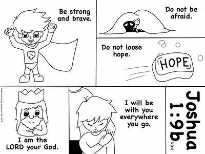 Joshua 1.9b Coloring Page bible bible verse hand drawn handdraw handdrawn verse visual art