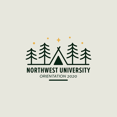 NU Orientation Logo Concept green logo monoline northwest star tents trees university
