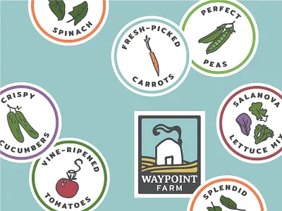 Waypoint Farm Logo & Stickers branding contour drawing custom drawing digital illustration flat illustration logos procreate sticker
