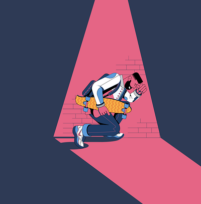 Skateboarder character flat illustration skateboader skateboard sport style swag trick vector