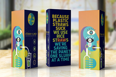 Straw the Line branding ecology illustration logo design package design