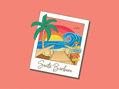 Santa Barbara Polaroid beach branding california design illustration illustrator ocean polaroid santa barbara