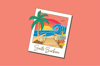 Santa Barbara Polaroid beach branding california design illustration illustrator ocean polaroid santa barbara