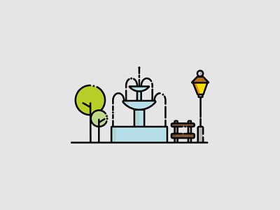 SQUARE bench design flat icon square tree vector