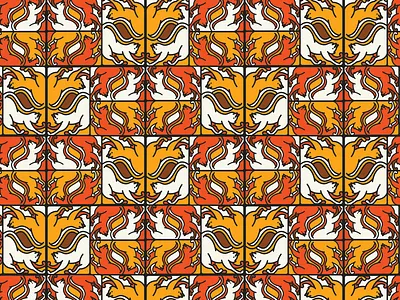 Isolated cats patterns animals cat illustration orange patterns thick line yellow