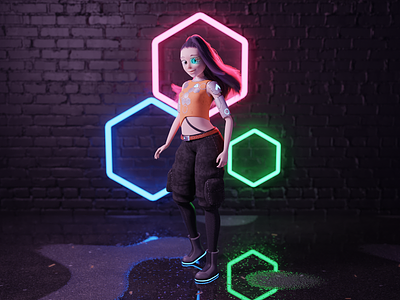 Cyberpunk Character 3d blender cartoon character character design cyberpunk female character illustration render substance