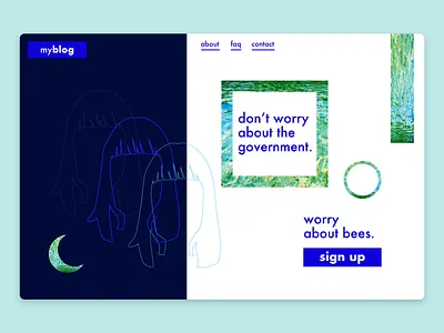 Daily UI Day 3: Landing Page abstract art blues dailyui design home home page home page design illustration landingpage moon water web web designer website websites