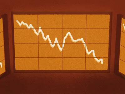 Market Panic crash crypto graph illustration market orange screen