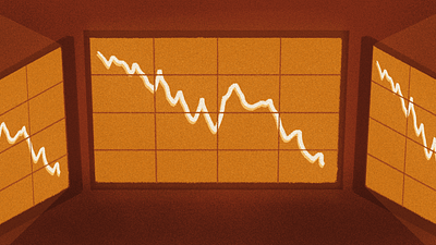 Market Panic crash crypto graph illustration market orange screen