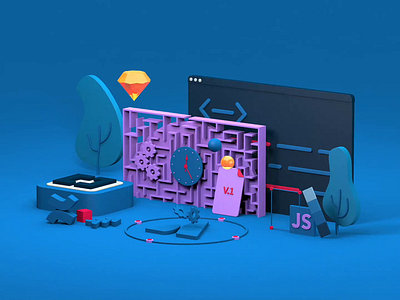 Developer woes | Part 1 3d animated animation branding cinema 4d cinema4d design gif illustration vector