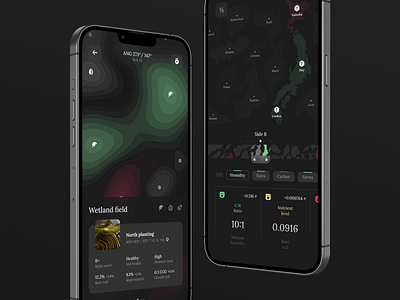 Fields Monitoring App Concept agriculture agro analytics app app design concept counrtyside crops design farm farming fields green map monitoring nature smart app ux vegetation weather