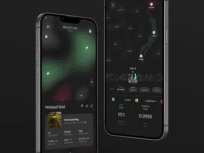 Fields Monitoring App Concept agriculture agro analytics app app design concept counrtyside crops farm farming fields green map monitoring nature smart app ui visual design ux vegetation weather