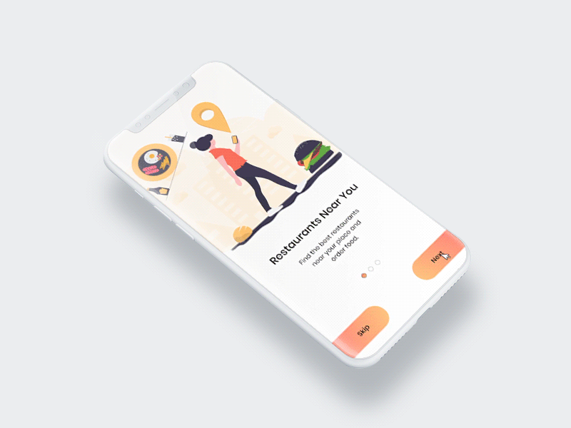 Onboarding Screen for food app animation design ui ux vector
