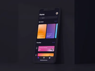 Mobile Service Application Process | Dark Theme aftereffects android animation color colorful dark dark app dark theme dark ui dribbble figma interactive ios mobile mobile ui process service sketchapp