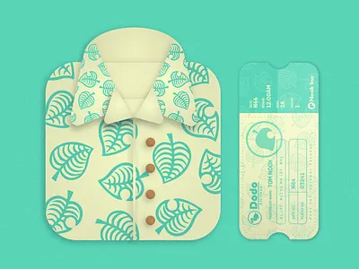 Animal Crossing - New Horizons animal crossing flat hawaiian shirt island getaway new horizons paper plane ticket tom nook tropical video game