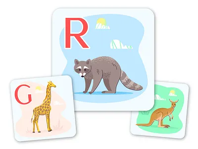Animal alphabet3 alphabet animals art artwork design free giraffe icon illustration images kangoo raccoon ui ux vector web