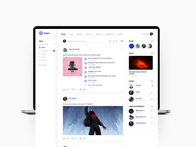 Major | Social network for mucisians design facebook light design portfolio social social media social network ui ux web website