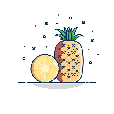 Pineapple, Healthy fruits concept design flat fruit fruits icon illustration logo sticker vector yellow