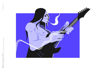 Musician playing on electric guitar illustration character electric flat guitar illustration kit8 man musician playing vector